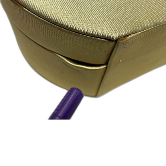 VINTAGE GIORGIO BEVERLY HILLS GOLD ROUND CLUTCH PURSE WITH SNAP CLOSURE - Picture 6 of 11